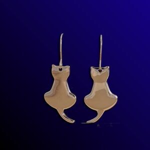 Silver Sitting Cat Earrings
